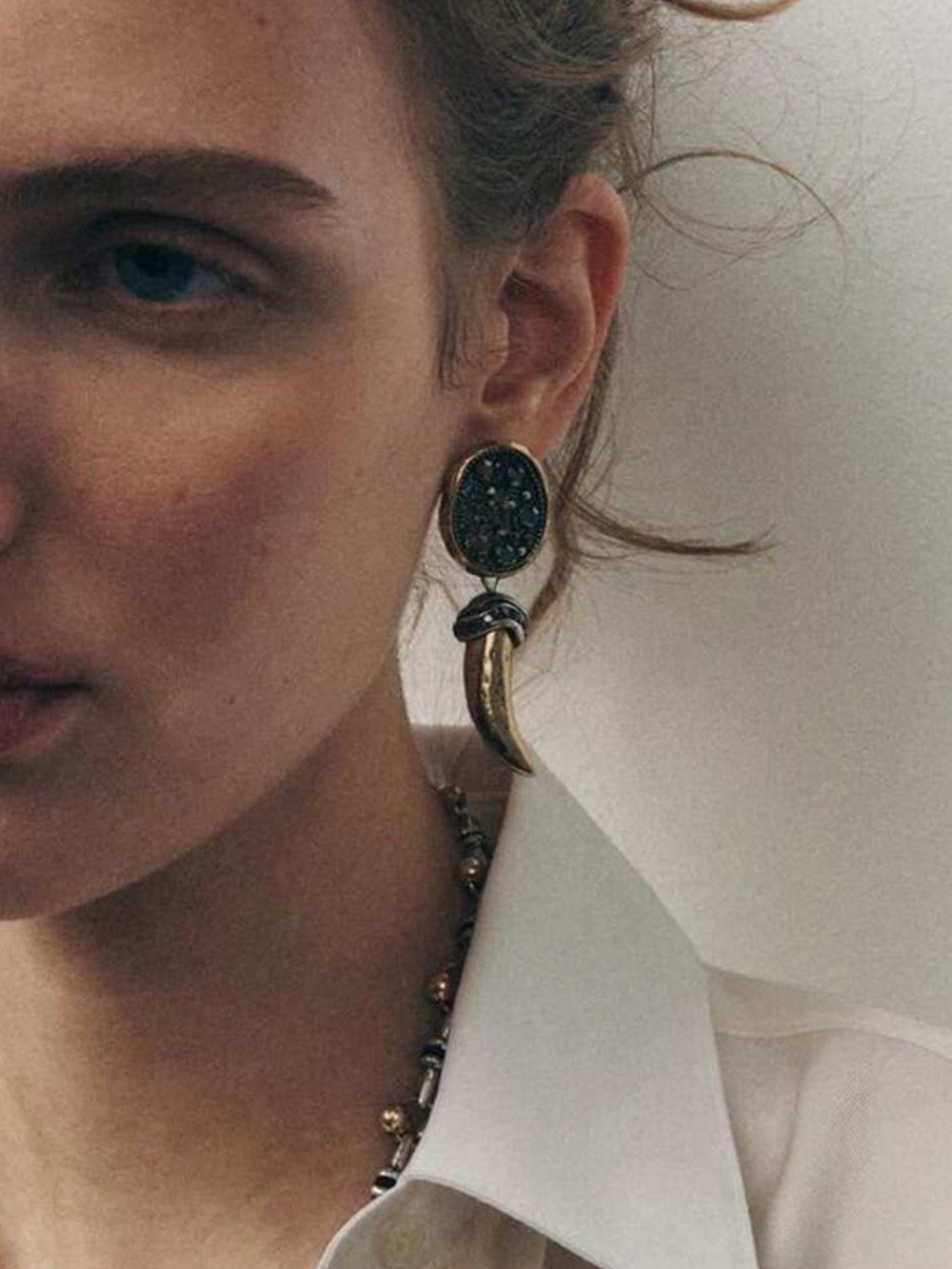 Zara Gold and Black Oval Drop Earrings
